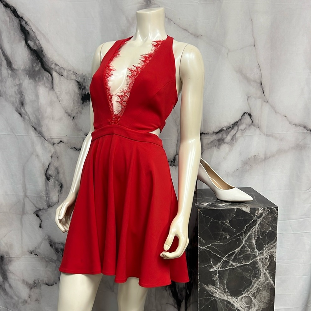 bebe Scarlet Lace Accent Mini Dress